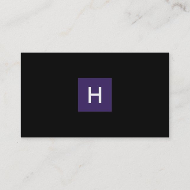 Royal Lila Monogram Square Visitenkarte (Vorderseite)
