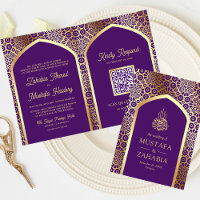 Royal Lila Persian Arch QR Code Muslim Wedding