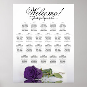 Royal Lila Rose 22 Tabelle Hochzeitssitzkarte Poster