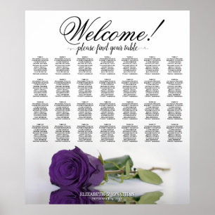 Royal Lila Rose 28 Table Wedding Seating Chart Poster