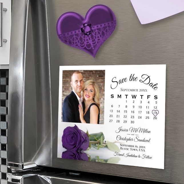 Royal Lila Rose Calendar Foto Gerettet Date Magnet (Magnetic card for easy display!)