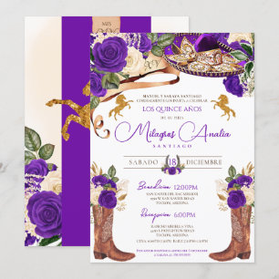 Royal Lila Rose Extravagant Western Charro Einladung