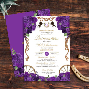 Royal Lila Rose Western Charro Quinceñera Einladung