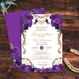 Royal Lila Rose Western Charro Quinceñera Einladung