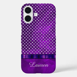 Royal Lila Silver Gem Personalisiert iPhone 16 Hülle