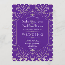 Royal Lila Silver Great Gatsby Hochzeit der 20er J Einladung