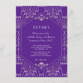 Royal Lila Silver Great Gatsby Wedding Details Begleitkarte