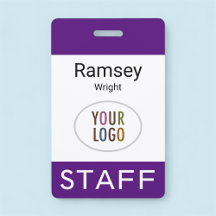 Royal Lila Staff ID Name Abzeichen Clip Reel Lanya