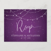 Royal Lila String Lights Wedding RSVP
