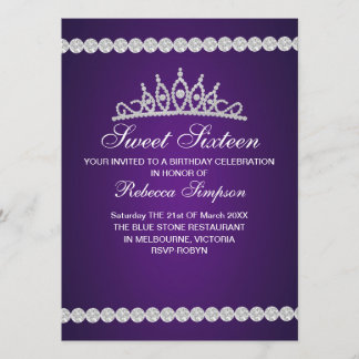 Royal Lila Tiara Einladung zum Geburtstag