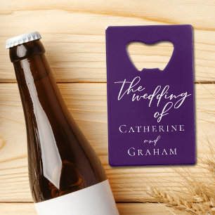 Royal Lila Typografy Personalisiert Wedding Geldbeutel Flaschenöffner