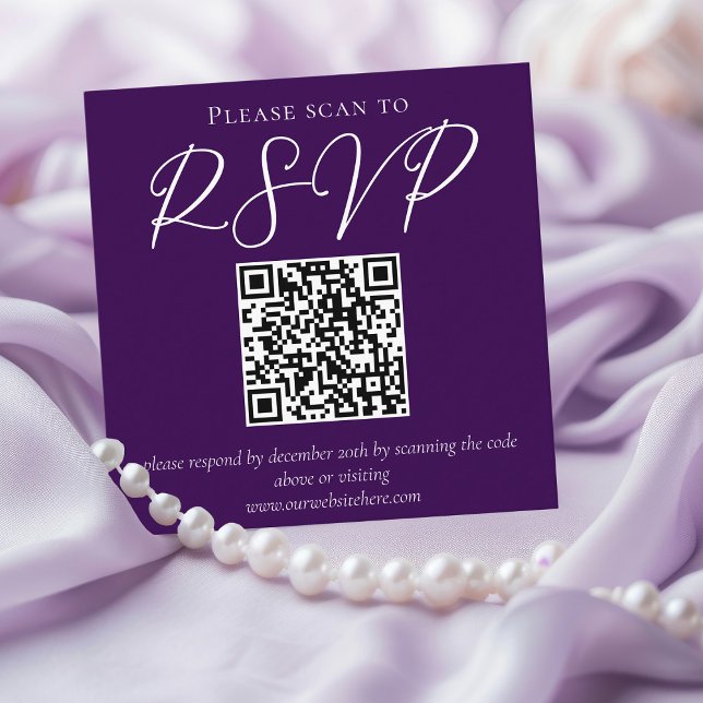 Royal Lila Typografy Wedding QR Code UAWG Begleitkarte (Von Creator hochgeladen)