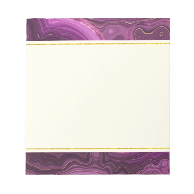 Royal Lila und Gold Agate Abstrakt Notepad Notizblock (Vorderseite)