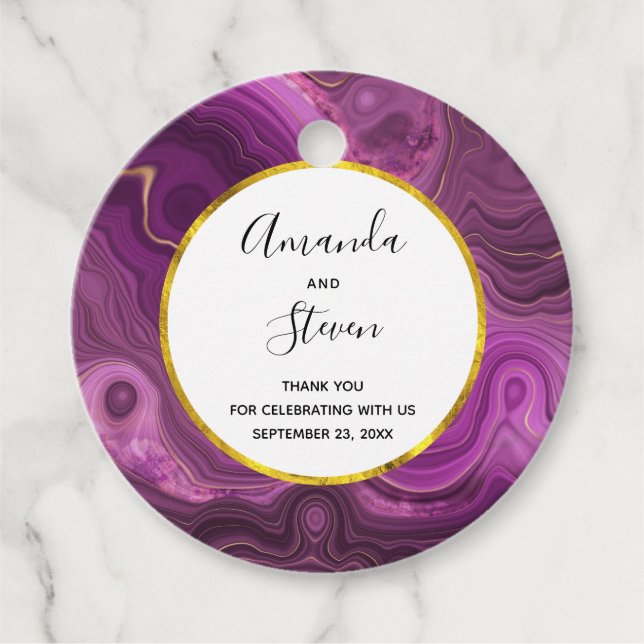 Royal Lila und Gold Agate Abstrakt Vielen Dank Geschenkanhänger (Vorderseite)