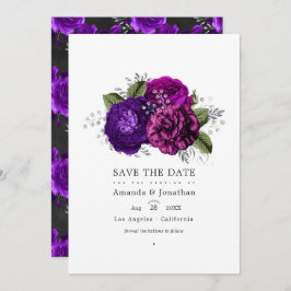 Royal Lila und Silver Floral Wedding Foto Save The Date