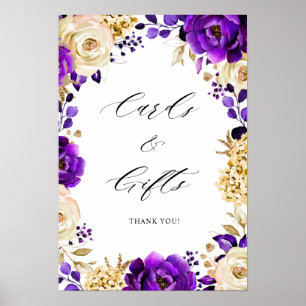 Royal Lila Violet Gold Blumenkarten & Geschenke Poster