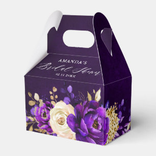 Royal Lila Violet Gold Botanisches Brautparty Geschenkschachtel
