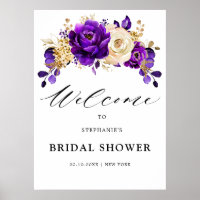 Royal Lila Violet Gold Brautparty Willkommen
