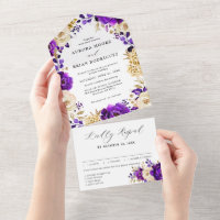 Royal Lila Violet Gold Floral Botanische Hochzeit