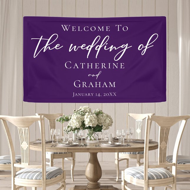 Royal Lila White Typografy Abend Wedding Banner (Von Creator hochgeladen)