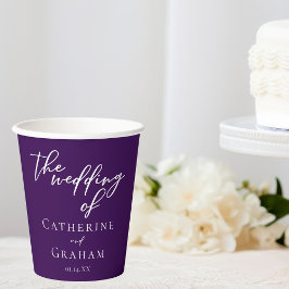 Royal Lila White Typografy Abend Wedding Pappbecher