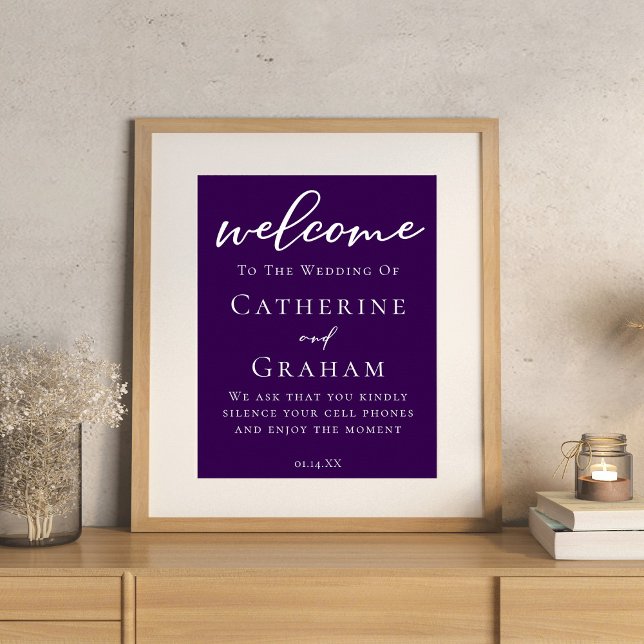 Royal Lila White Typografy Personalisiert Wedding Poster (Von Creator hochgeladen)