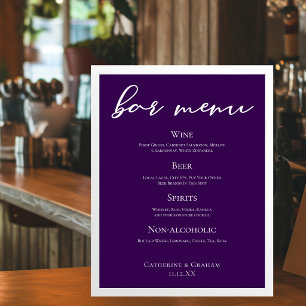 Royal Lila White Typografy Wedding Bar Menu Poster
