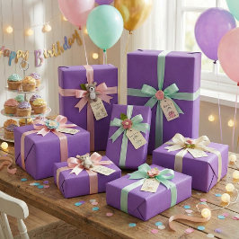 Royal Lila Wrapping Paper Bold Solid Color Gift Geschenkpapier Set