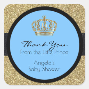 Royal Little Prince Baby Shower Blue Boy Quadratischer Aufkleber