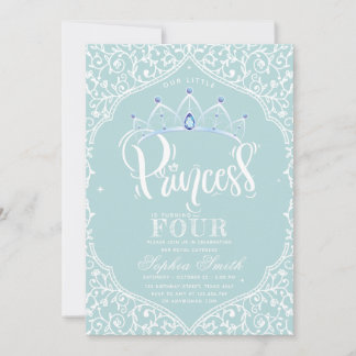 Royal Little Princess Blue Ornamental Einladung