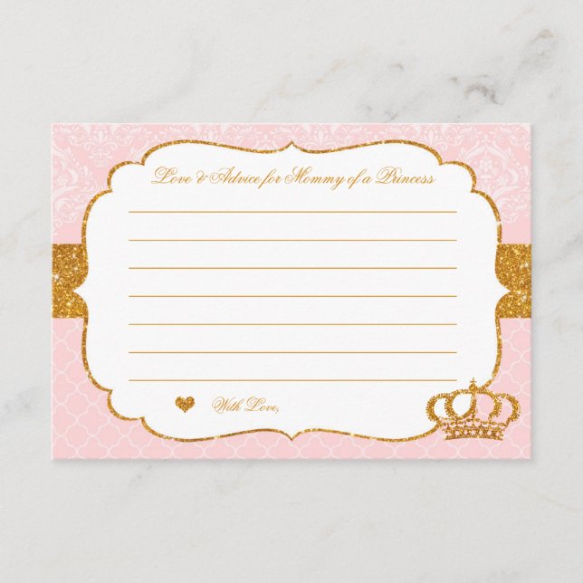Royal Little Princess Pink and Gold Advice Card Hinweiskarte (Vorderseite)