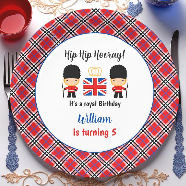 Royal London Garards British Tartan Boy Birthday Pappteller (Royal London Guards British Tartan Boy Birthday Paper Plates)