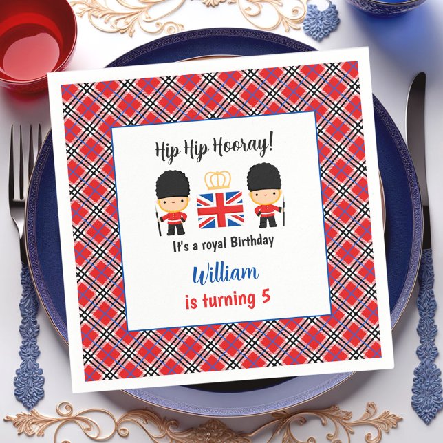 Royal London Garards British Tartan Boy Birthday Serviette (Royal London Guards British Tartan Boy Birthday Napkins)