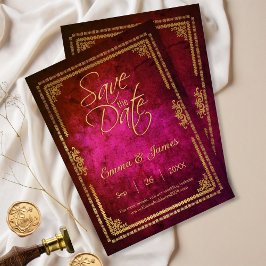 Royal Magenta Vintag Messe Buchübersicht Save The Date