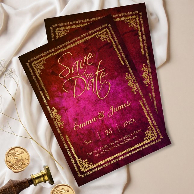 Royal Magenta Vintag Messe Buchübersicht Save The Date (Von Creator hochgeladen)