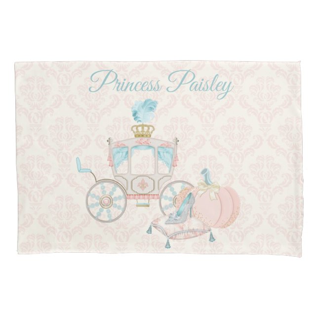 Royal Mairytale Princess Carriage Blush Ivory Aqua Kissenbezug (Vorderseite)