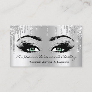 Royal Makeup Artist Lashes Rose Tropfen Green Gray Visitenkarte