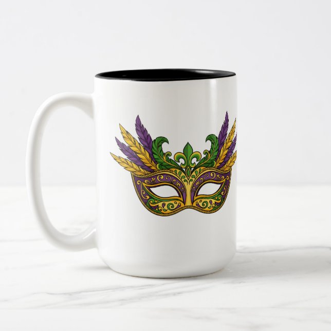 Royal Mardi Gras Crowns and Jewels Pattern Coffee  Zweifarbige Tasse (Links)