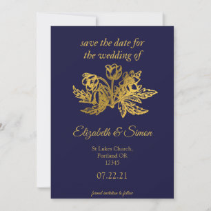 Royal Marineblau elegantes Foto Save the Date