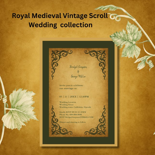 Royal Medieval Vintag Scroll Wedding Einladung (Von Creator hochgeladen)