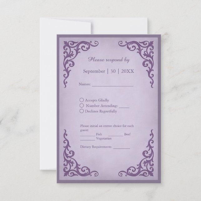 Royal Medieval Vintage Scroll Wedding RSVP Card Karte (Vorderseite)