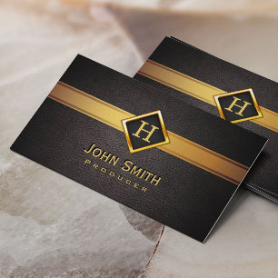 Royal Monogram Gold Label Producer Business Card Visitenkarte