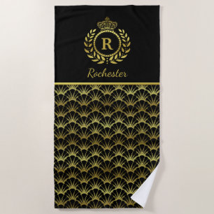 Royal Monogram Gold Laurel Wreath Crown Deko Musch Strandtuch