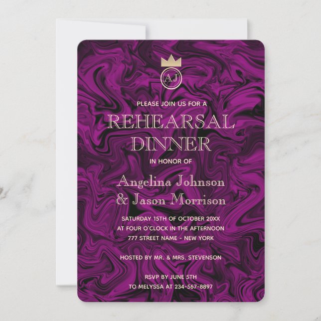 Royal Monogram Probe Dinner Einladung (Vorderseite)