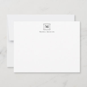 Royal Monogram Wappen Classic Black Personalisiert Mitteilungskarte