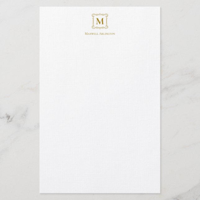 Royal Monogram Wappen Luxury Gold Personalisiert Briefpapier (Vorderseite)