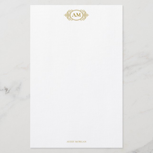 Royal Monogram Wappen Luxury Gold Personalisiert Briefpapier (Vorderseite)