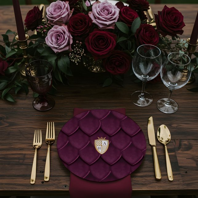 Royal Muse Medieval Dragon Fantasy Monogram Wappen Pappteller (Royal Muse Medieval Dragon Fantasy Monogram Crest Paper Plates)