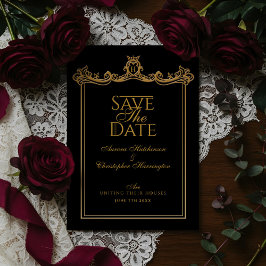Royal Muse Medieval Fantasy Black Verziert Wedding Save The Date