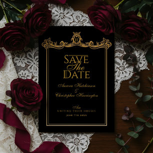 Royal Muse Medieval Fantasy Black Verziert Wedding Save The Date